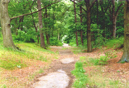 View of the path of the Middlesex Canal at Upper Mystic Lake
