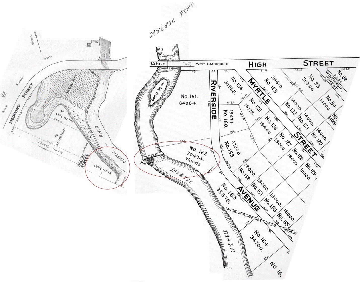 Deed plans from Richard Duffy. The Tinkham Brothers Tide Mill by J. R. Trowbridge. Edited and with Commentary by Richard A. Duffy (Arlington, 1999). Original novel published 1882.