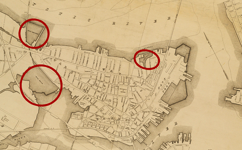 Plan of Charlestown 1848 - Barker, Ebenezer. Plan of the City of Charlestown. (Boston: J.J. Bufford's Lith., 1848) - from the Leventhal Map & Education Center, Boston Public Library.