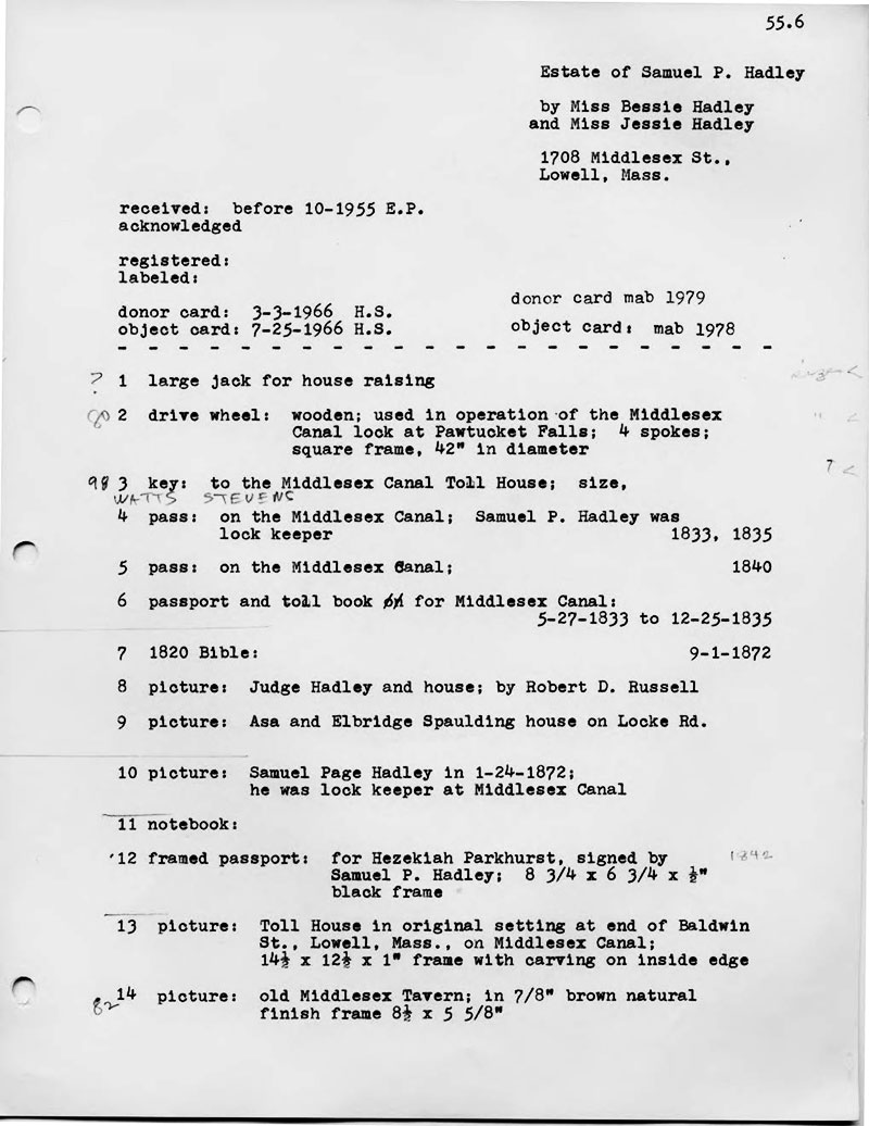 Figure 4: Listing of Samuel P. Hadley Estate sale items