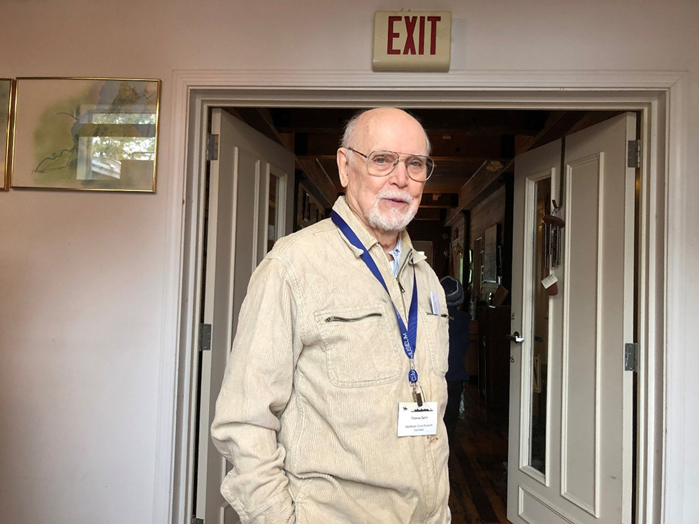 In an undated photograph, Tom Dahill at the entrance to the original Canal Museum at 71 Faulkner Street in North Billerica.