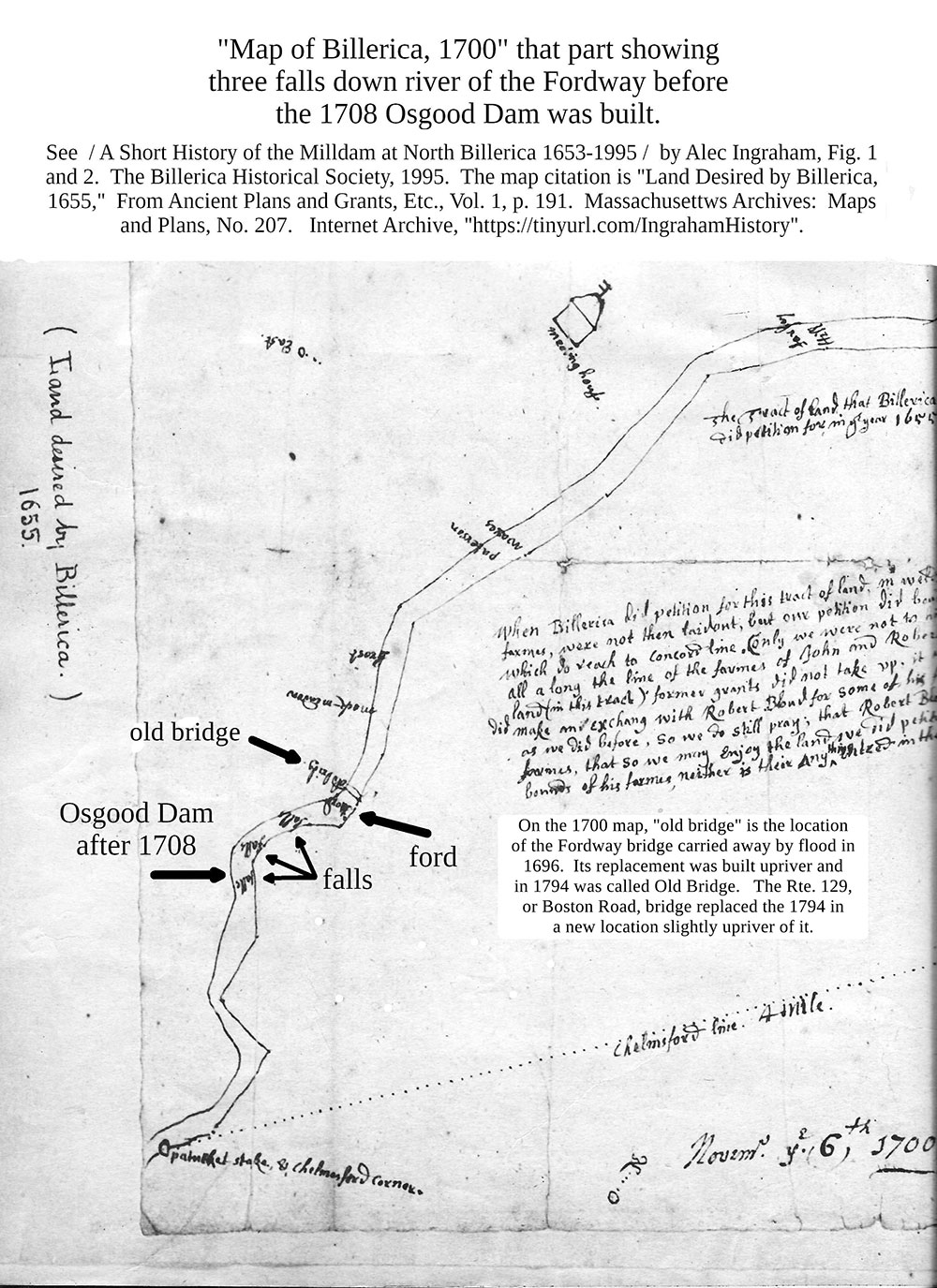 Map of Billerica, 1700